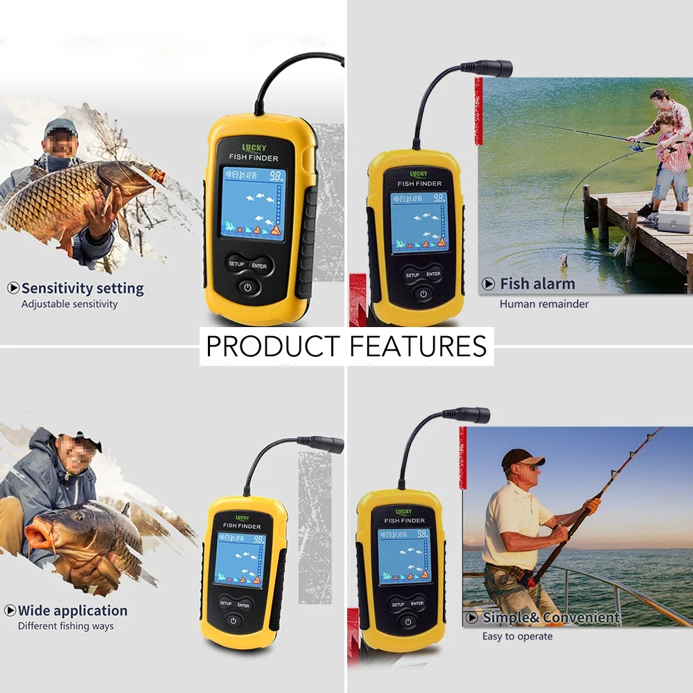 Lucky LCD Color Screen Portabl - Fish Finder Cable recension och pris